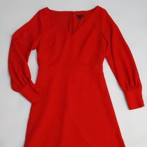 Ann Taylor red long sleeve a-line party dress 2